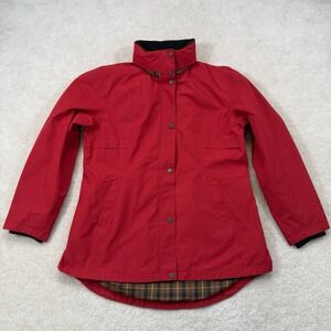 NWOT Pendleton Hooded Water Resistant Rain Coat Womens L Red Plaid Liner 1328191